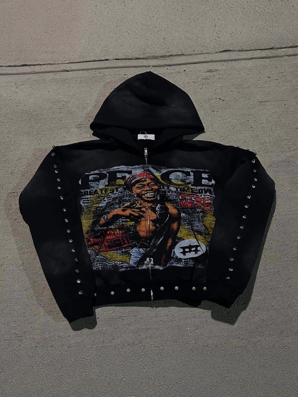Vintage Zip Hoodie - 2026 new American hip-hop loose hoodie