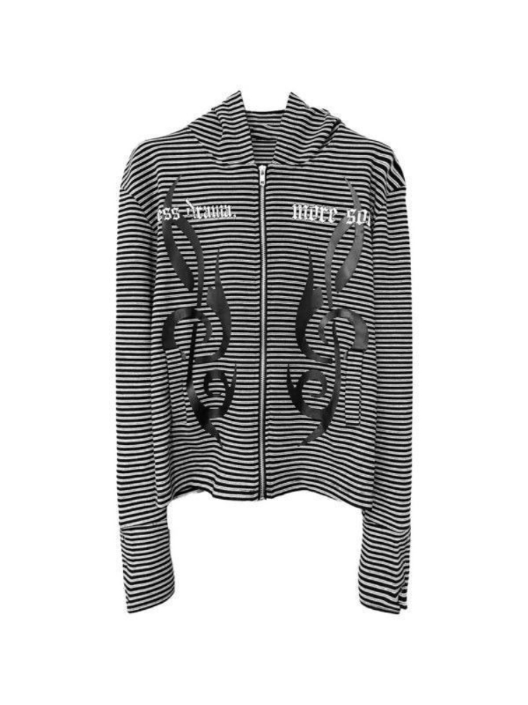 Men Women Gothic Style Striped - Vintage Zip Hoodie recension och pris