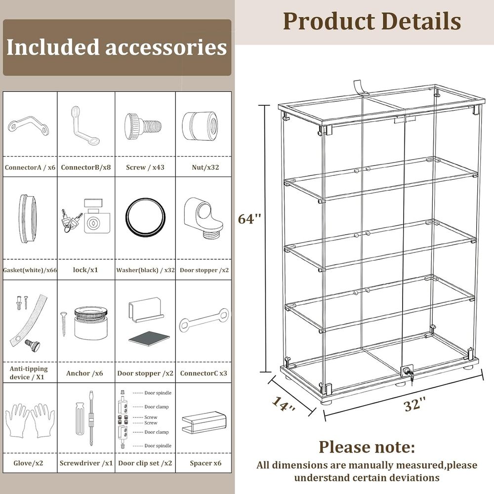 Tempered Glass Display Cabinet - Collectible & Vintage Dolls For Halloween recension och pris