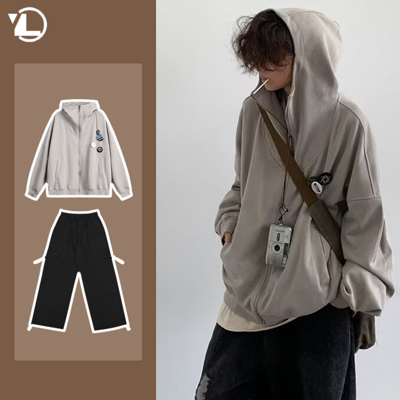 Autumn College Casual Set Men  - Vintage Zip Hoodie recension och pris