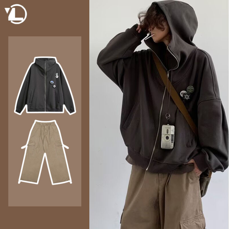 Autumn College Casual Set Men  - Vintage Zip Hoodie recension och pris