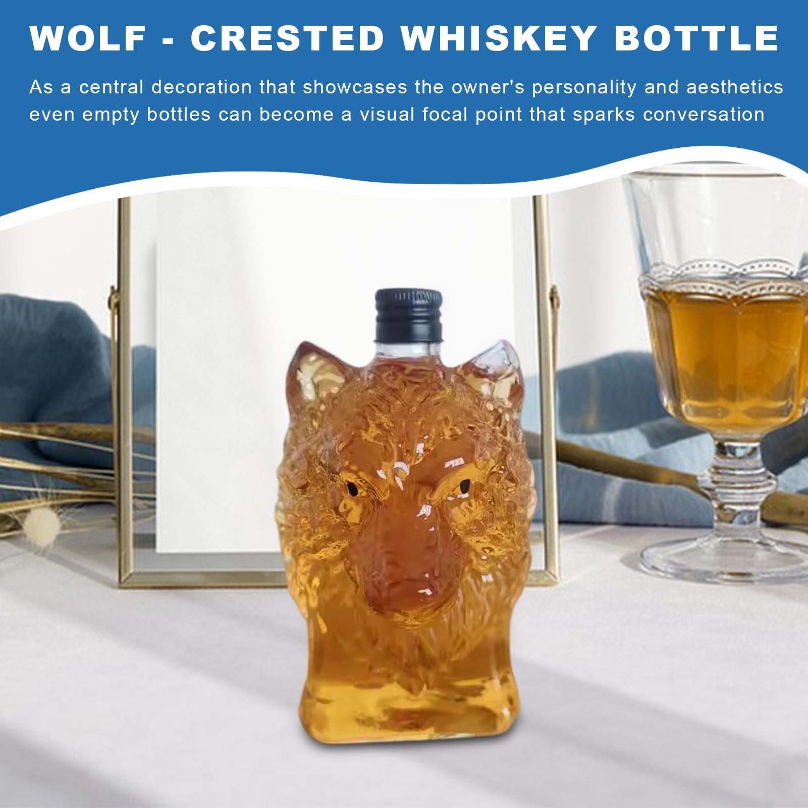 Whiskey Bottle Wolf Shape Wine - Vintage Collectible Glass recension och pris