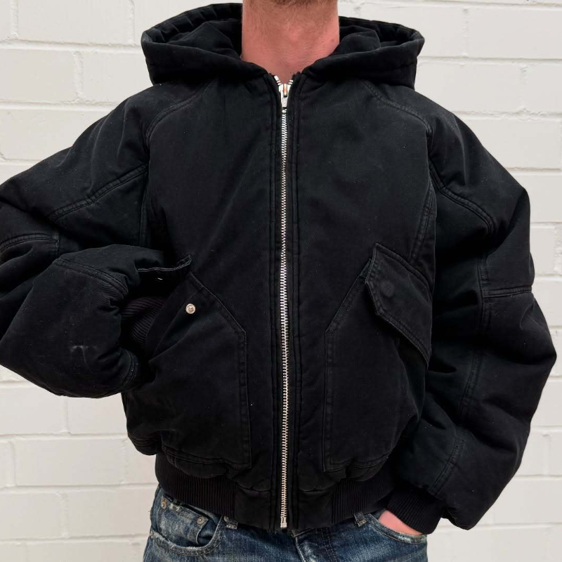 Men Oversized Washed Canvas Ho - Vintage Zip Hoodie recension och pris