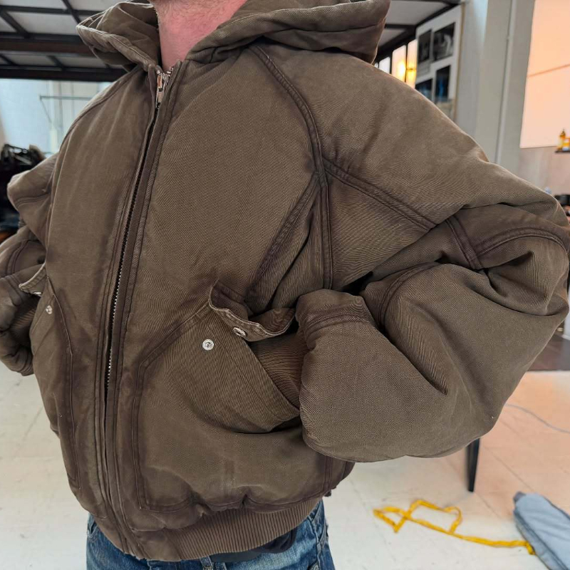 Men Oversized Washed Canvas Ho - Vintage Zip Hoodie recension och pris