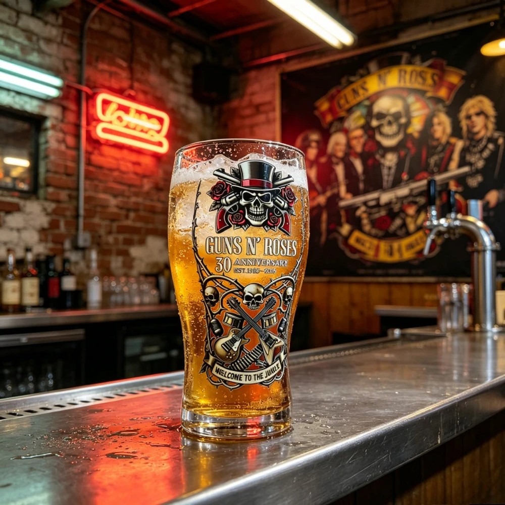 Guns N' Roses Memorial Beer Mu - Vintage Collectible Glass recension och pris