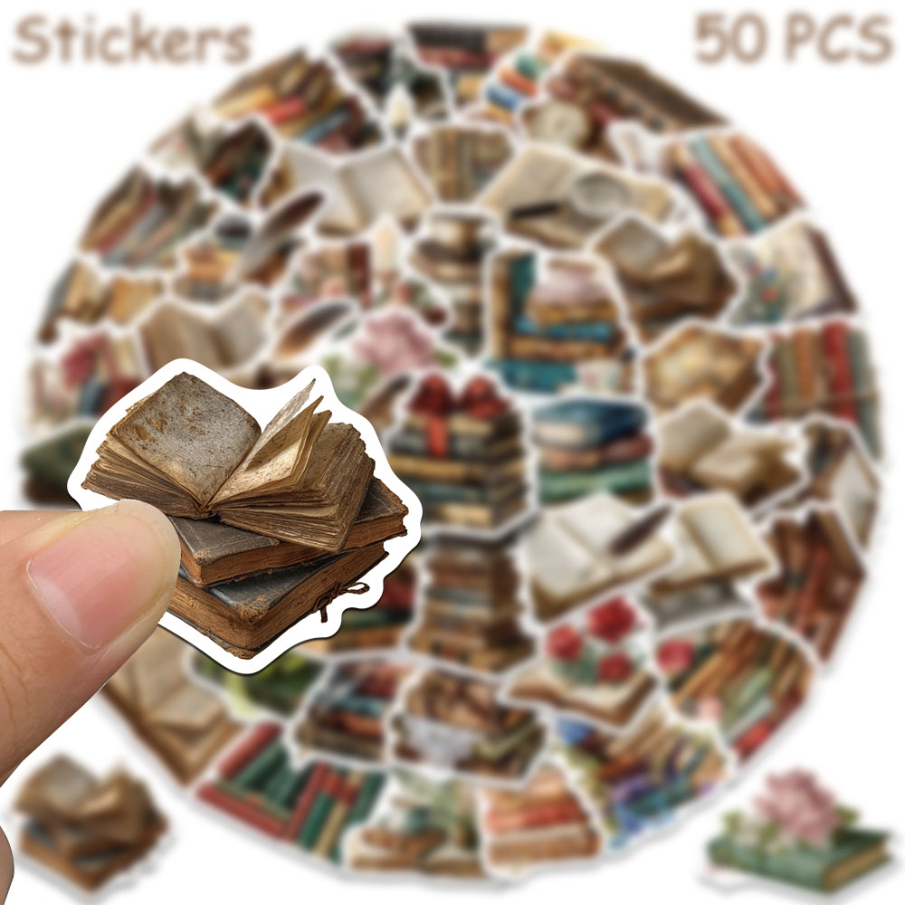 50pcs Vintage Books Stickers D - Vintage Collectible Books recension och pris