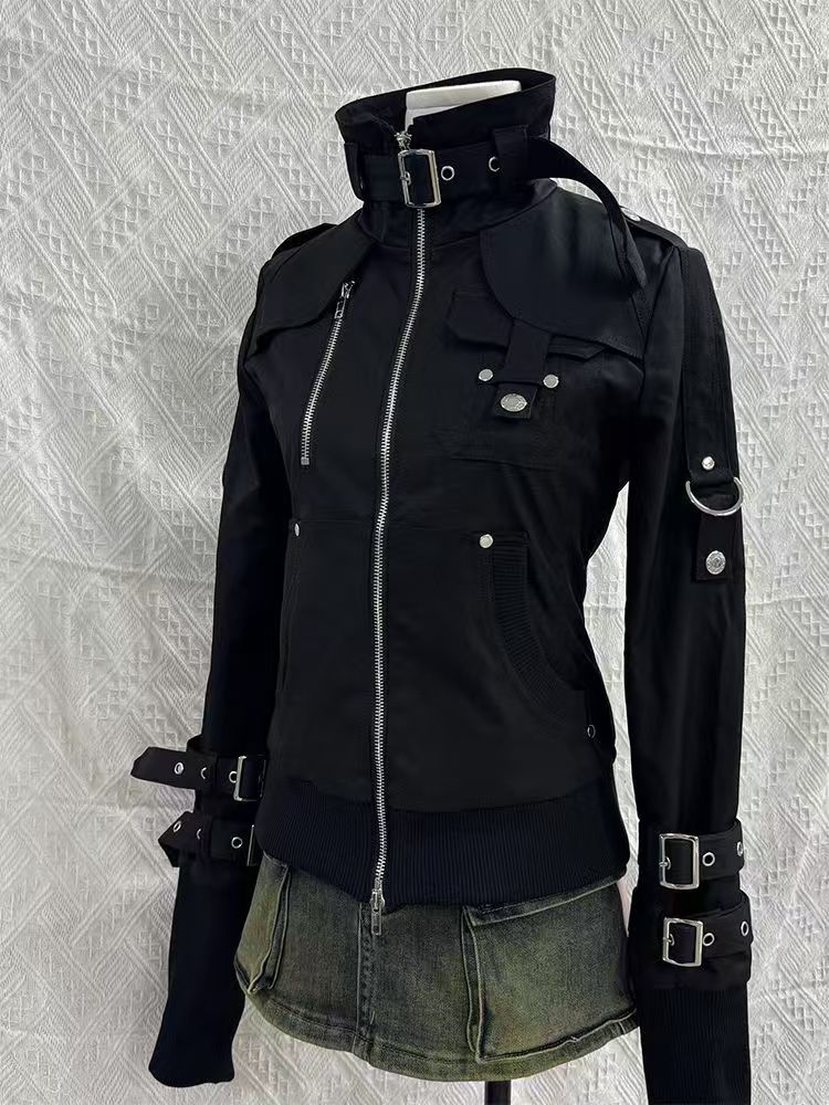 Y2K Gothic Black Slim Double Z - Vintage Zip Hoodie recension och pris