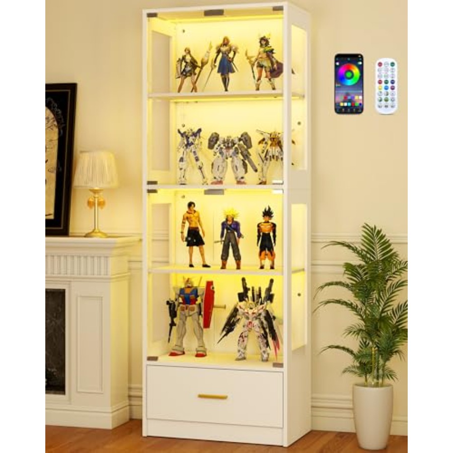 Glass Display Cabinet with Doo - Collectible & Vintage Dolls For Halloween recension och pris