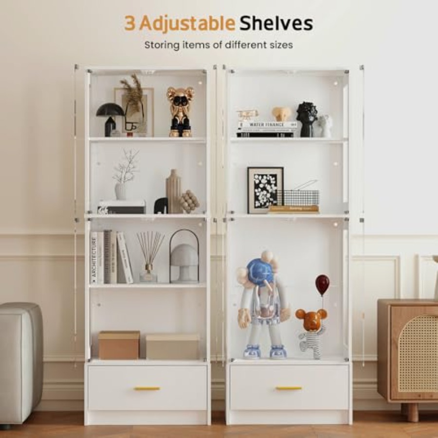 Glass Display Cabinet with Doo - Collectible & Vintage Dolls For Halloween recension och pris